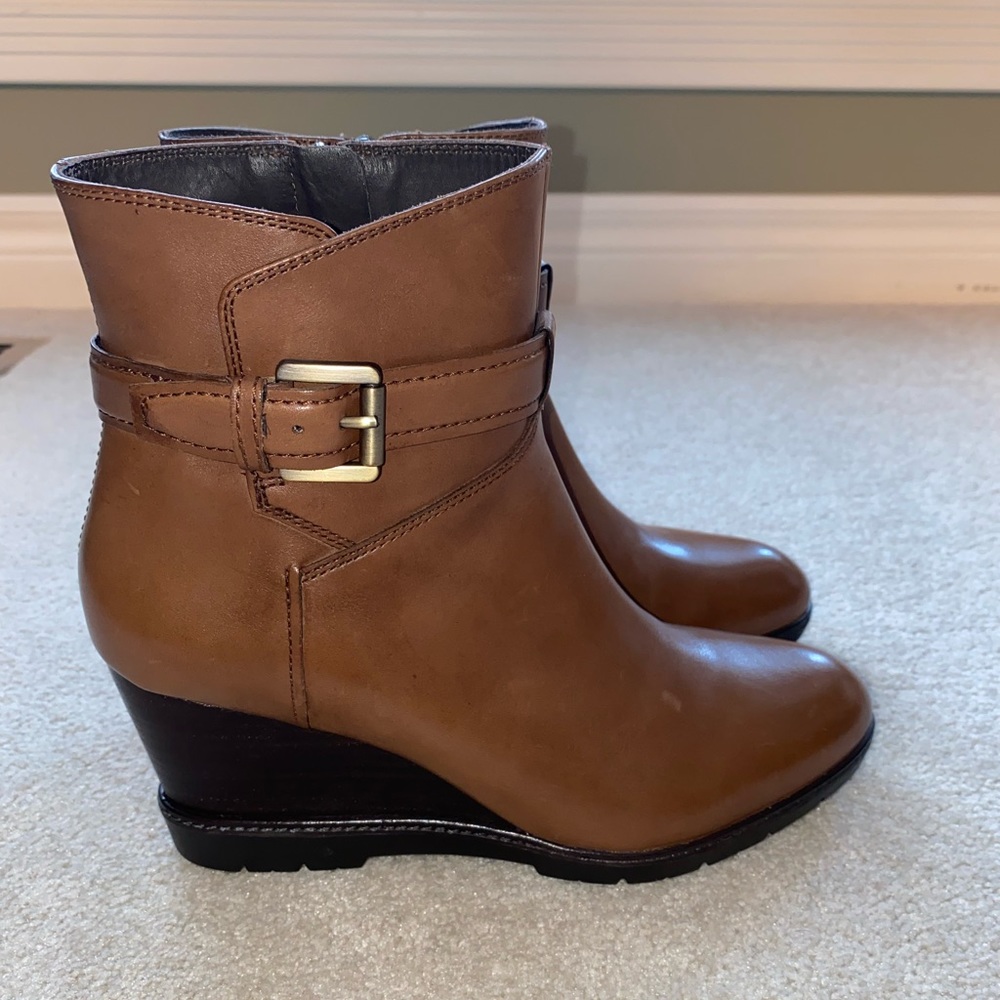 Geox Anylla Wedge Ankle Boots Cognac